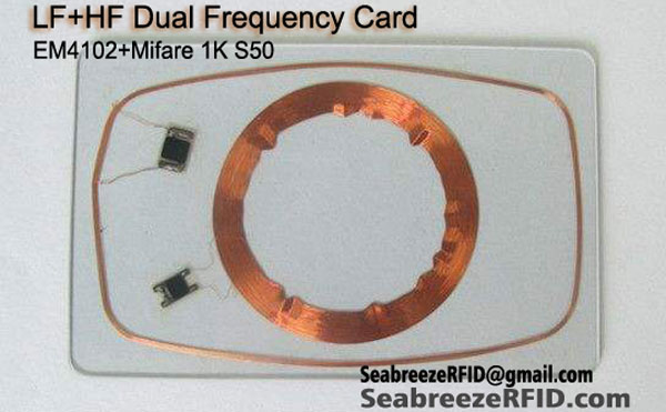 LF+HF डुअल फ्रिक्वेन्सी कार्ड, आईसी चिप+आईडी चिप डुअल फ्रिक्वेन्सी कार्ड, FM11RF08+EM4102 कम्पोजिट चिप कार्ड