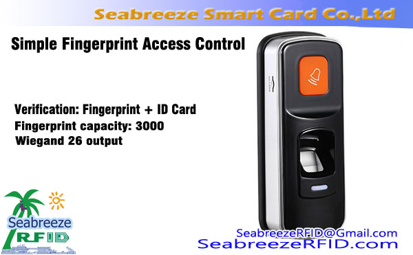 Enostavno Fingerprint Access Control stroj, Prstni odtis + Nadzor ID Card dostopa, Reader Wiegand26 prstnih Osebna izkaznica