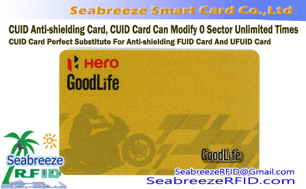 CUID apsaugos nuo ekranavimo kortelė, CUID kortelę galima keisti 0 Sektorius neribotą laiką, CUID kortelė yra puikus pakaitalas apsaugai nuo FUID kortelės ir UFUID kortelės