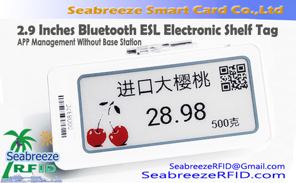 2.9 Inch Bluetooth ESL Electronic Shelf Tag Gestionarea aplicației telefonului mobil fără stație de bază, EPD Etichetă electronică pentru raft de hârtie
