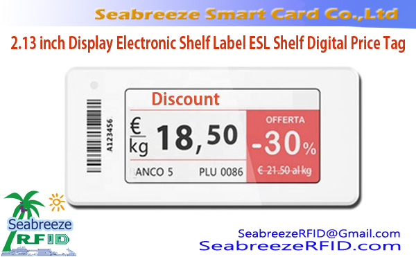 2.13 inç Ekran Elektronik Raf Etiketi ESL Raf Dijital Fiyat Etiketi