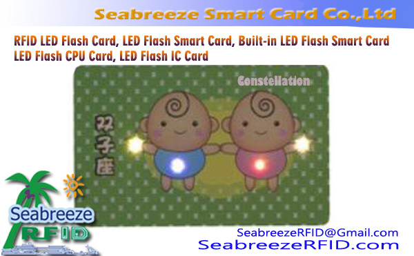 RFID LED Flash Card, LED Flash Smart Card, Karta Smart ya LED Flash-ê ya çêkirî, Karta CPU ya LED Flash, Karta IC ya LED Flash