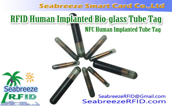 Etiqueta de tubo de biovidrio implantado humana RFID, Etiqueta de tubo de biovidrio implantado humana NFC