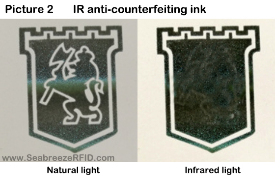 Pic 2. IR anti-counterfeiting ink. Shenzhen Seabreeze Smart Card Co., Ltd..